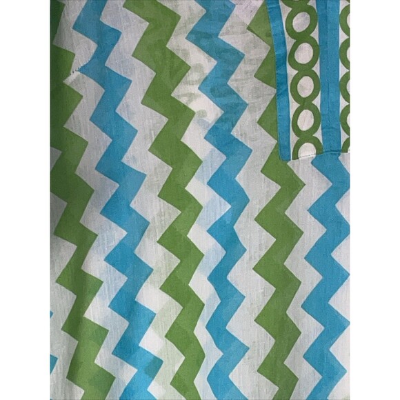 Gretchen Scott Designs  Zig Zag Pattern Tunic Top LARGE Turquoise Lime NWT - Picture 4 of 13